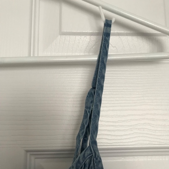 NWOT Bluenotes 100% Cotton Chambray Smocked Tiered Mini Dress XL With Pockets - Picture 11 of 14